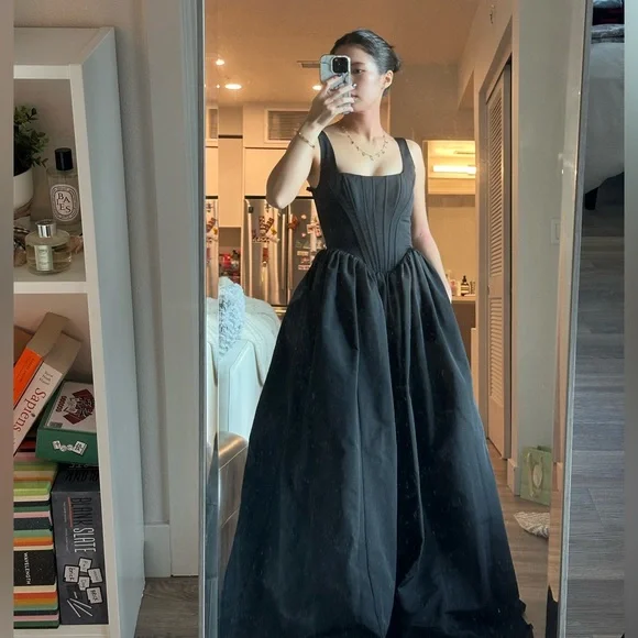chinese dress ladies STAUD, Joy Maxi Dress in Black, Size 12